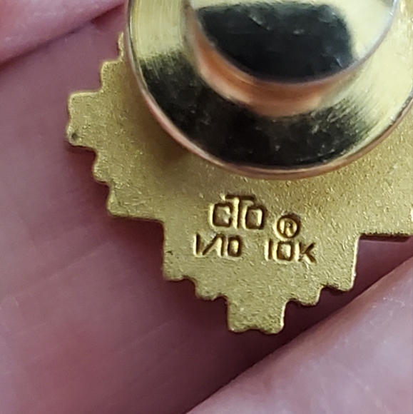 Vintage 10k gold 1/10 CtO Cto brand mens tie tac tack pin geometric gold-filled - Picture 4 of 5